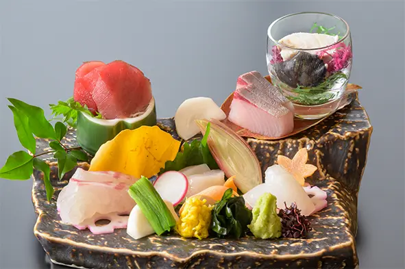 あんこう会席のお造りと前菜